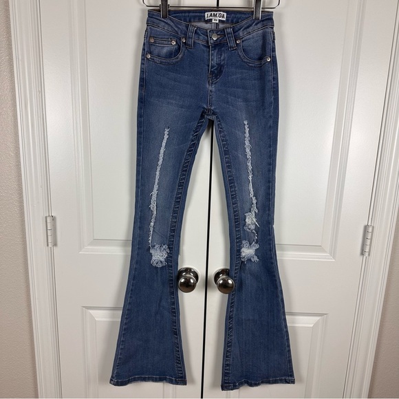 I.AM.GIA Low Rise Distressed Flared Jeans - Picture 2 of 8
